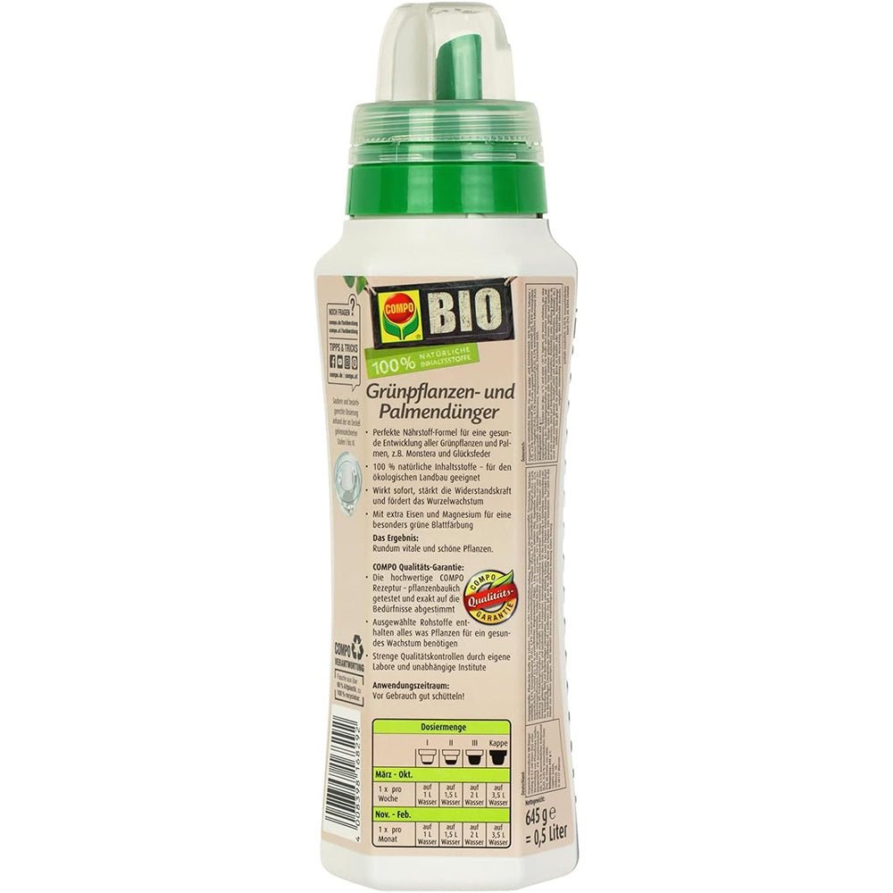 Ingrasamant organic lichid pentru plante verzi si palmieri COMPO, ingrediente 100% naturale, 500 ml