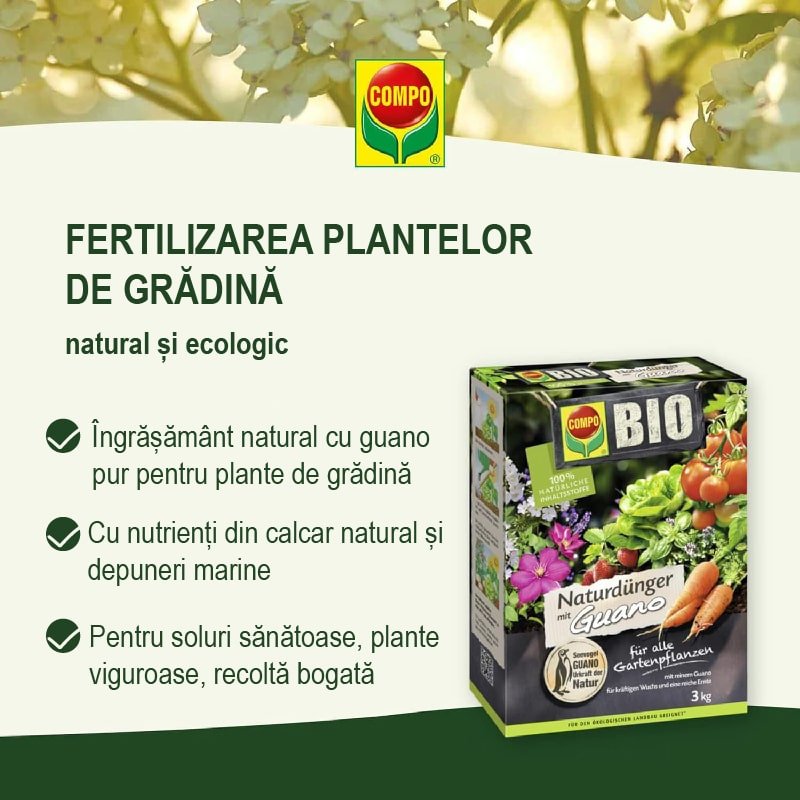 Ingrasamant Organic Natural cu Guano, 1 kg, COMPO