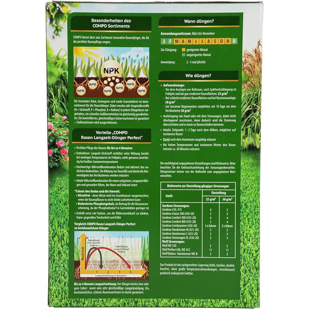 Ingrasamant Organic pentru Gazon, 6 kg pentru 240 m², Efect de Lunga Durata, COMPO