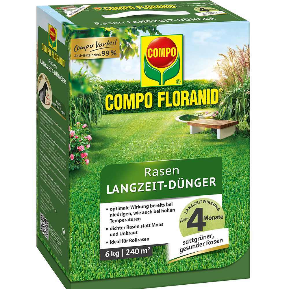 Ingrasamant Organic pentru Gazon, 6 kg pentru 240 m², Efect de Lunga Durata, COMPO