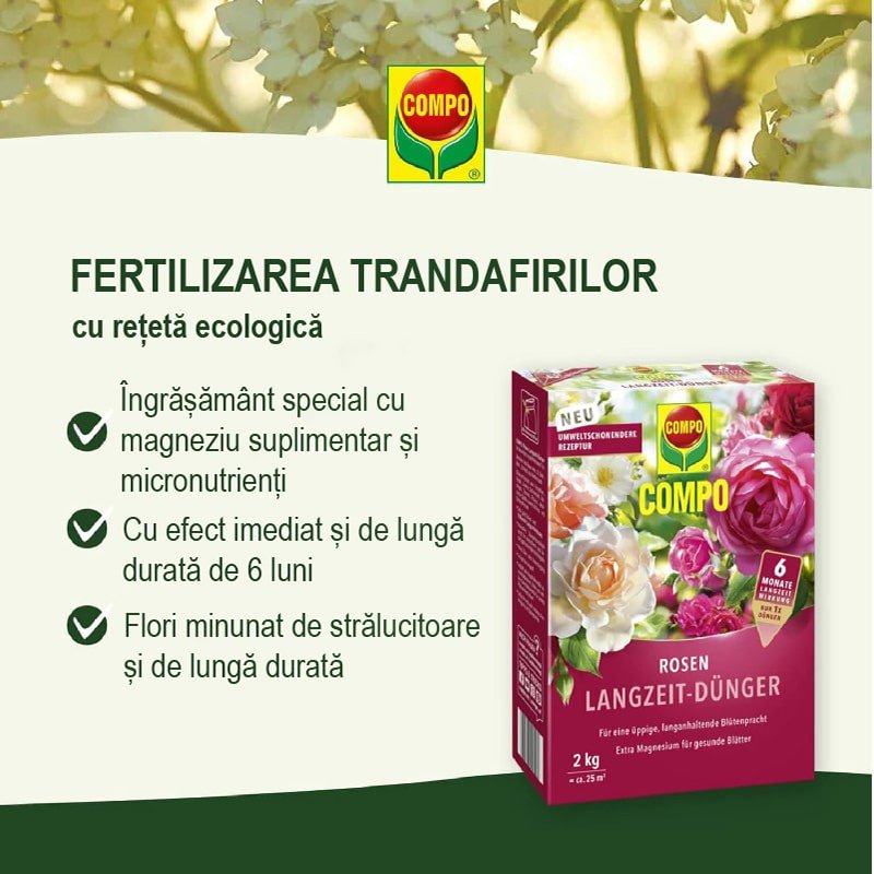 Ingrasamant pentru Trandafiri, Efect de Lunga Durata, 850 g, COMPO