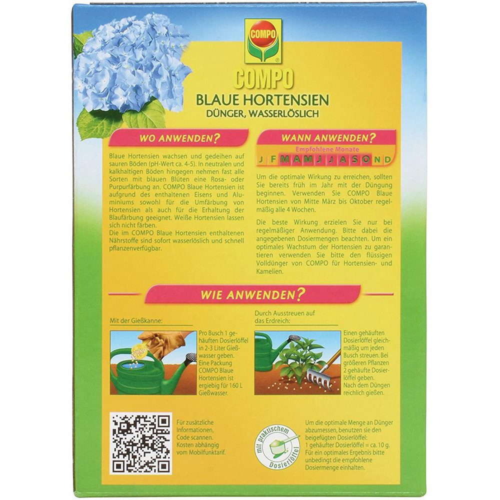 Ingrasamant Solubil pentru Hortensii Albastre, 800 g, Efect Imediat, cu Alumiu si Fier, COMPO