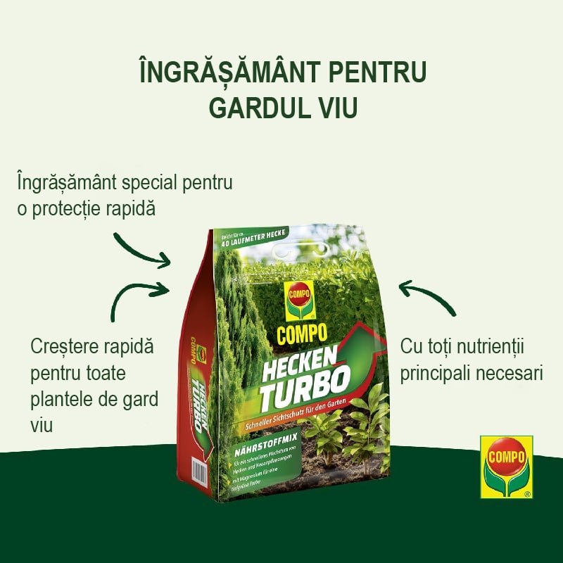 Ingrasamant Turbo Special pentru Garduri Vii, 4 kg, Mix de Nutrienti, COMPO