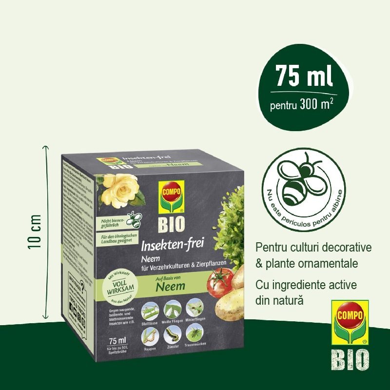 Insecticid Organic pentru Plante Ornamentale, Legume si Ierburi, 75 ml, COMPO