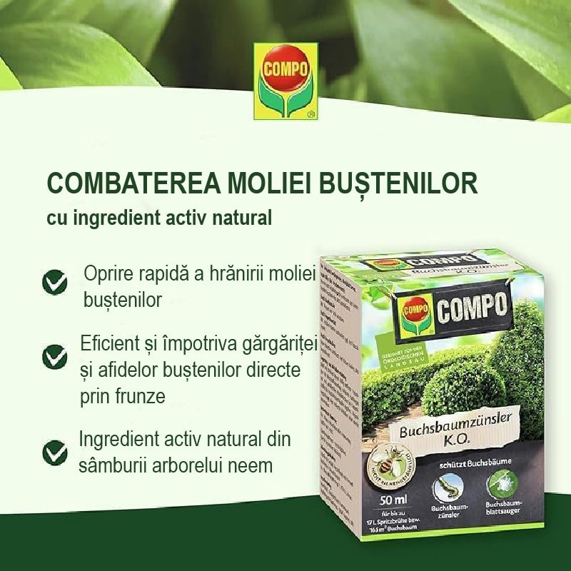 Insecticid pentru Buxus contra Omizilor, 50 ml, COMPO