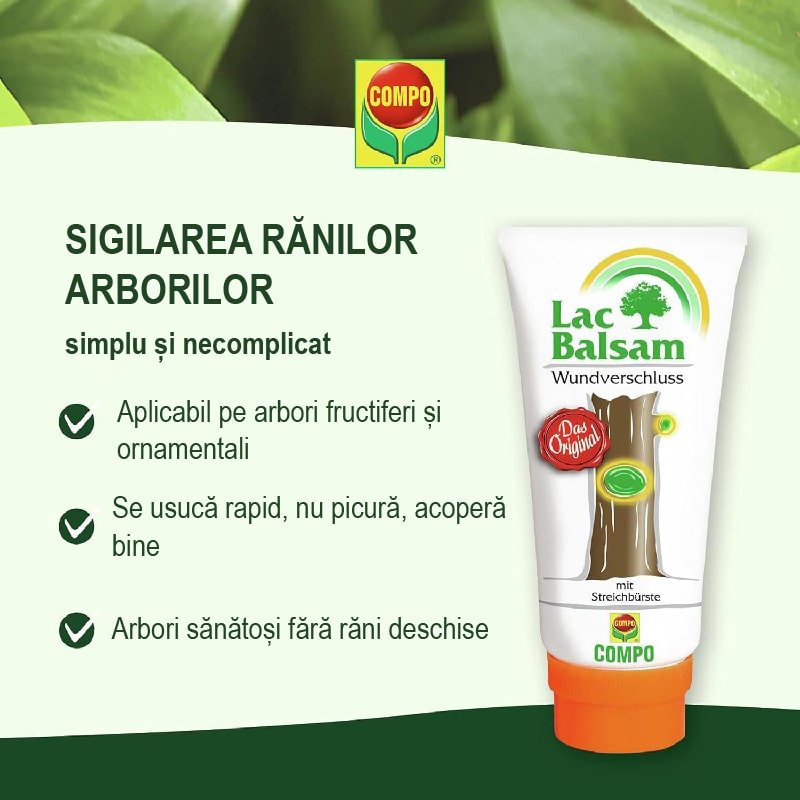 Mastic pentru sigilarea taierilor la pomi Lac Balsam, 150 g, Protejeaza si Vindeca, COMPO