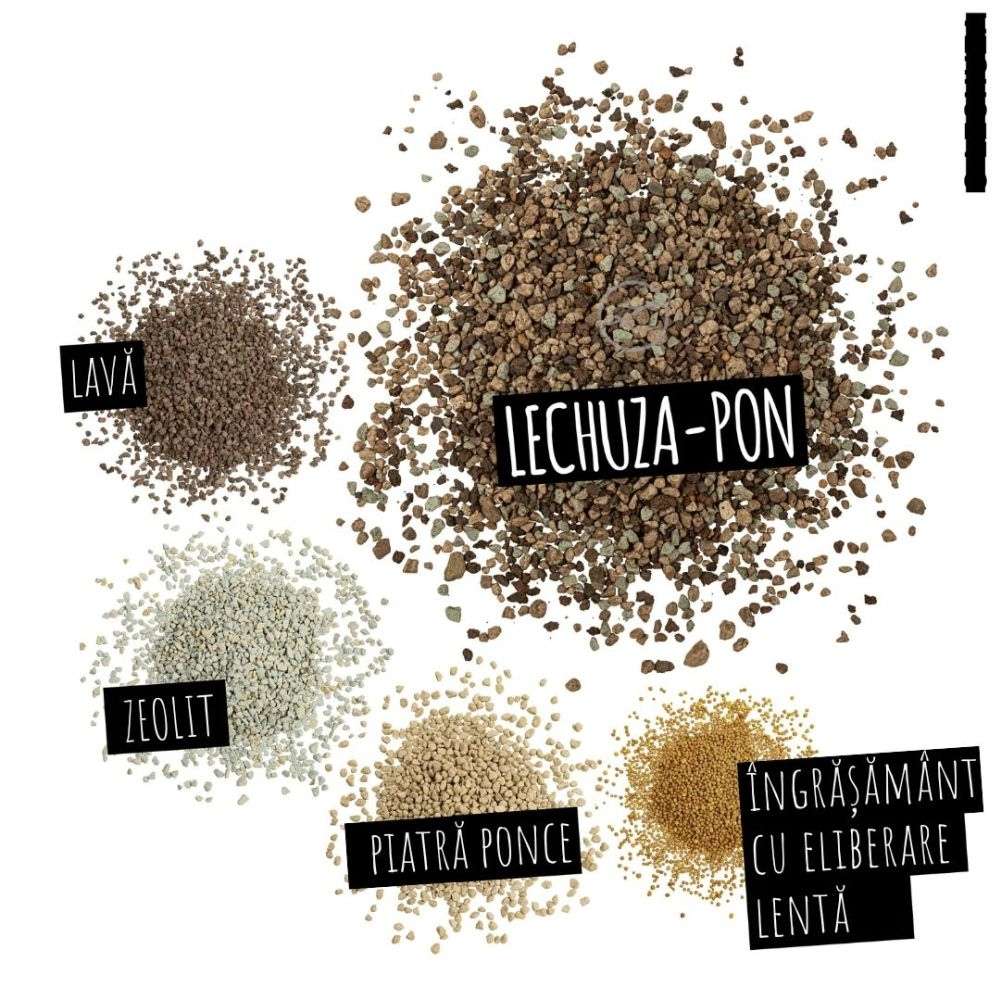 Substrat Mineral LECHUZA Lechuza-pon 18 l, pentru toate plantele de interior si de ghiveci, 100% fara turba, cu ingrediente naturale