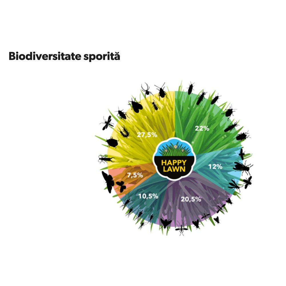 Seminte gazon cu flori Happy Lawn Barenbrug 5 kg, gazon natural cu flori si biodiversitate, pentru 250 mp