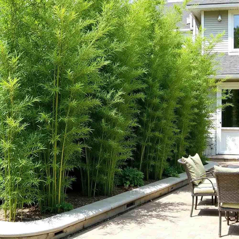 Bambus de Gradina Gri Gigant (Phyllostachys) Henon, bambus decorativ rezistent la ger, crestere rapida, ideal pentru gard viu
