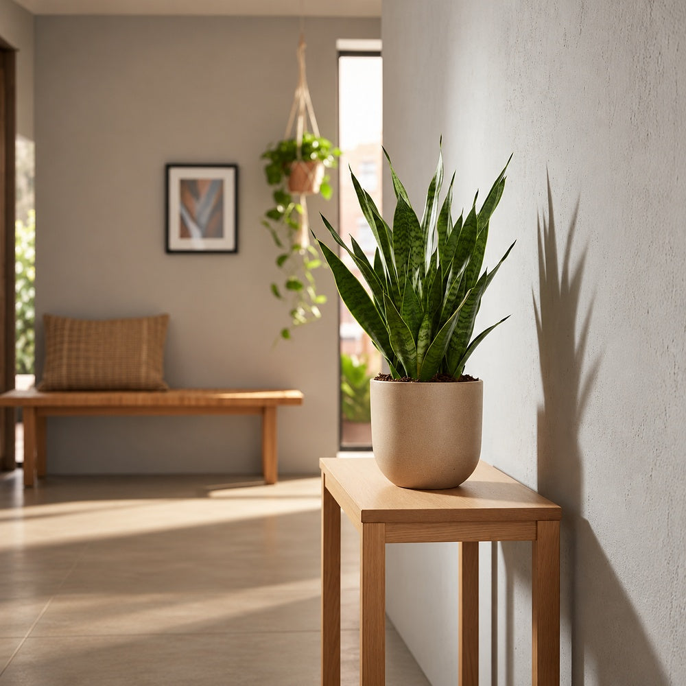 Sansevieria (Limba Soacrei) Black Coral, 65 cm, frunze verde inchis cu dungi argintii, planta de interior purificatoare de aer