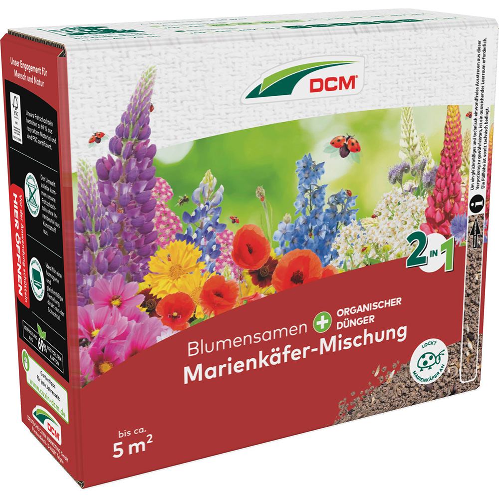 Seminte de Flori Mix pentru pentru Buburuze, Ingrasamant si Seminte 2-in-1, 260 g pentru 5m², CUXIN DCM