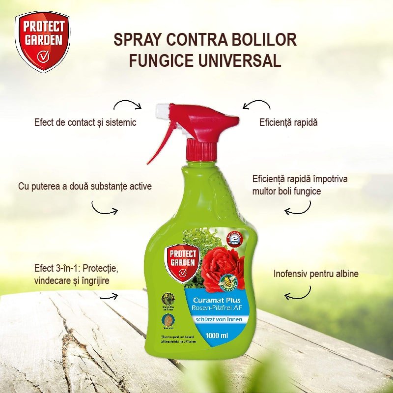 Spray Contra Bolilor Fungice la Trandafiri si Plante Ornamentale, 400 ml, PROTECT GARDEN