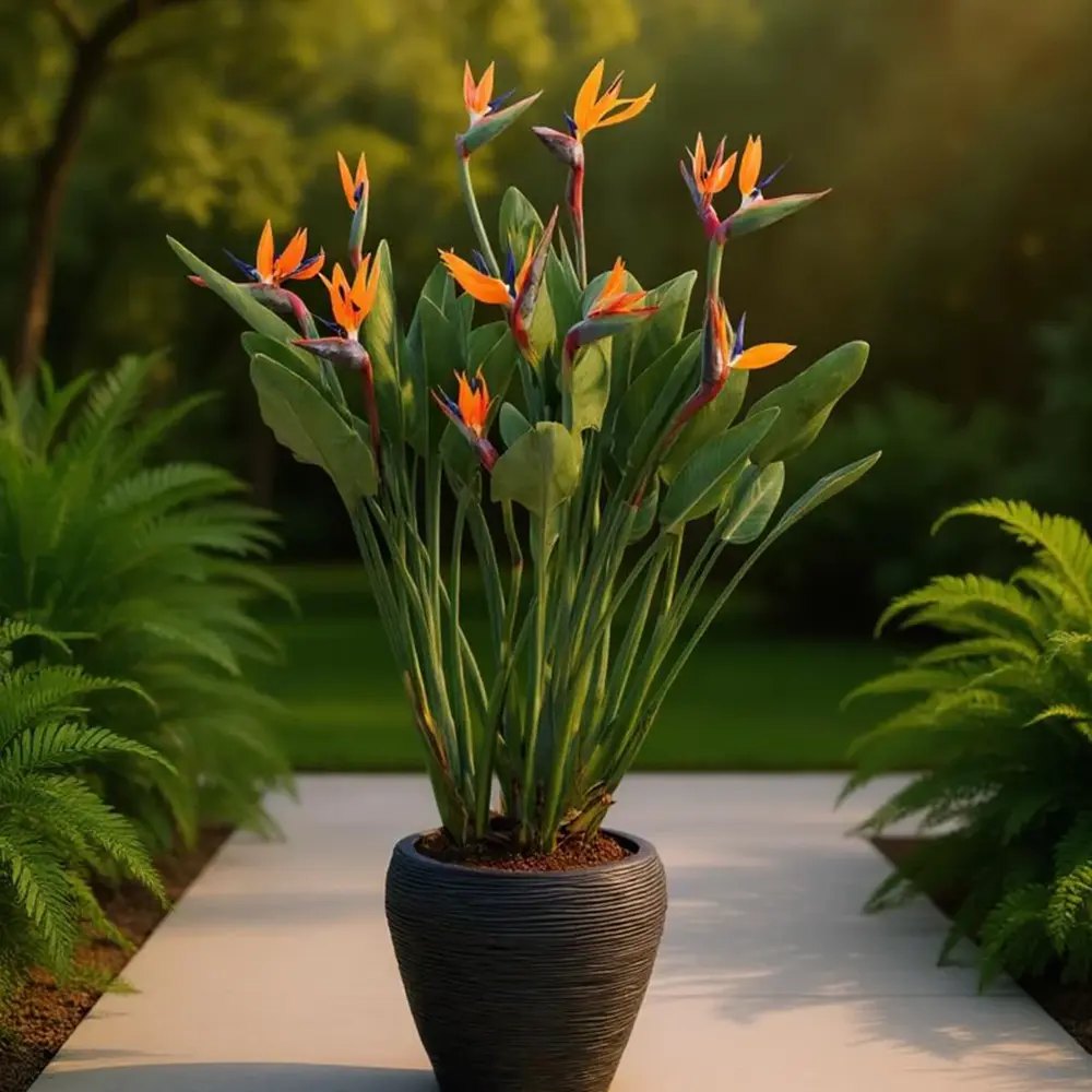 Strelitzia Reginae, 75 cm, Pasarea Paradisului, planta exotica mare cu frunze uriase tropicale decorative pentru interior