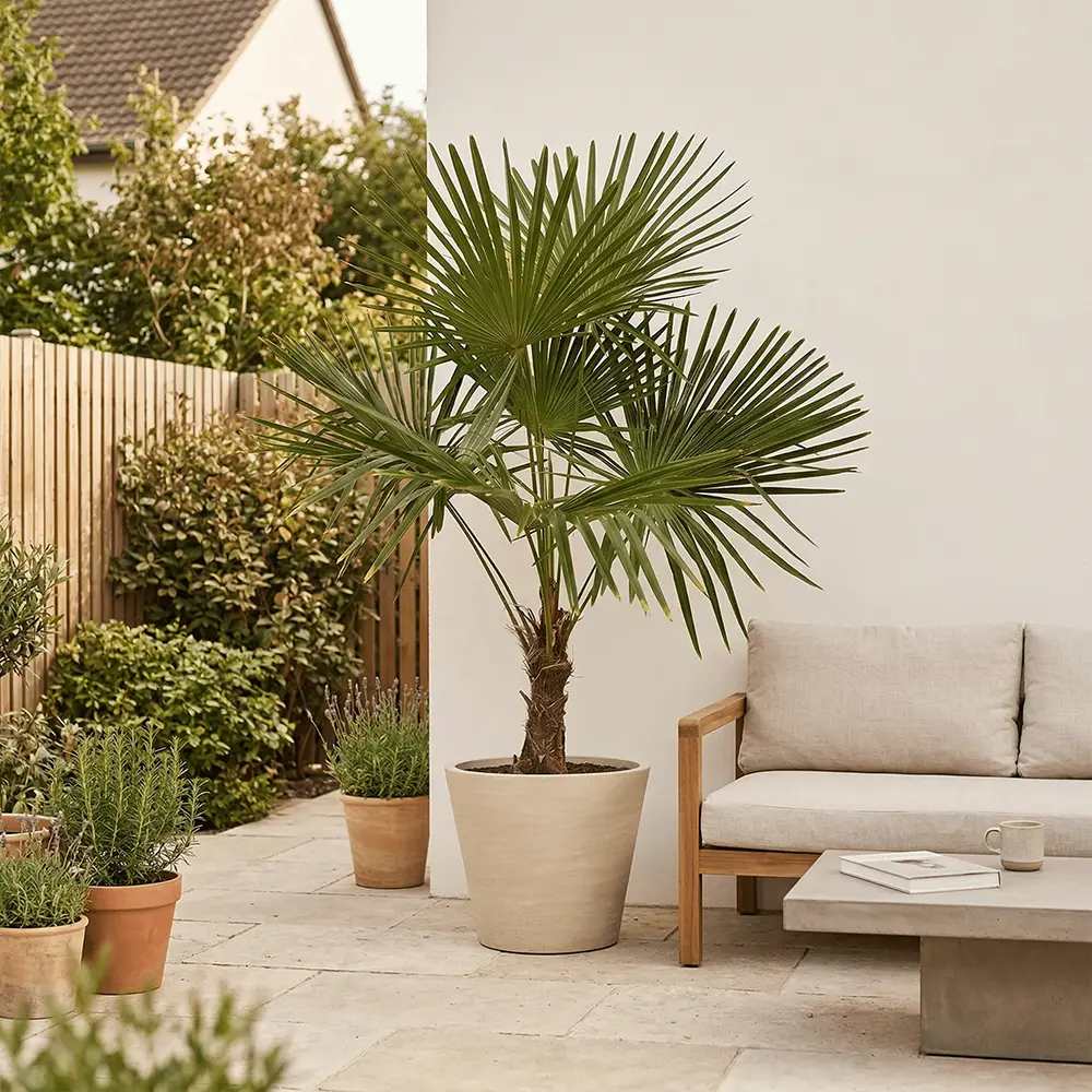 Palmier Morisca Trachycarpus Fortunei, 80 cm, rezistent la ger, frunzis exotic, crestere moderata