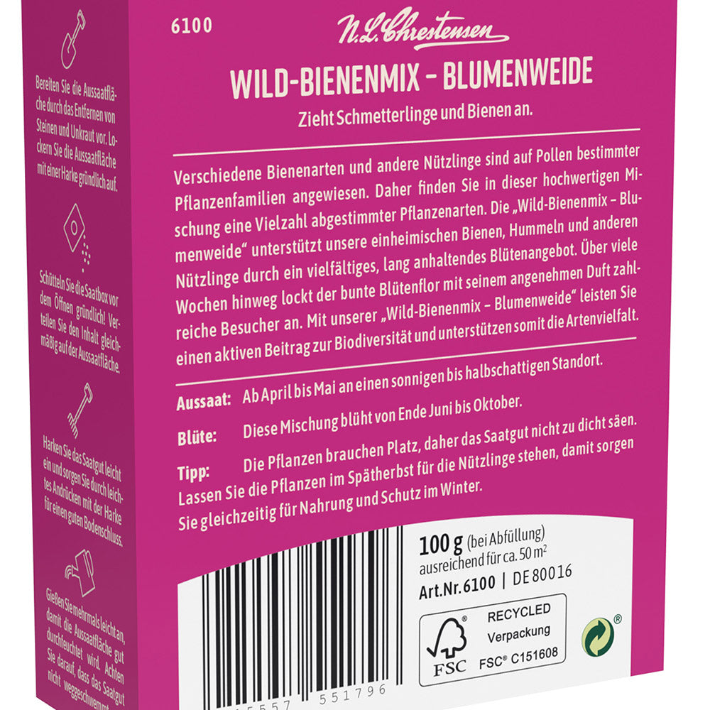 Amestec de seminte flori de pasune pentru albine salbatice, 100g, pentru 50 m²