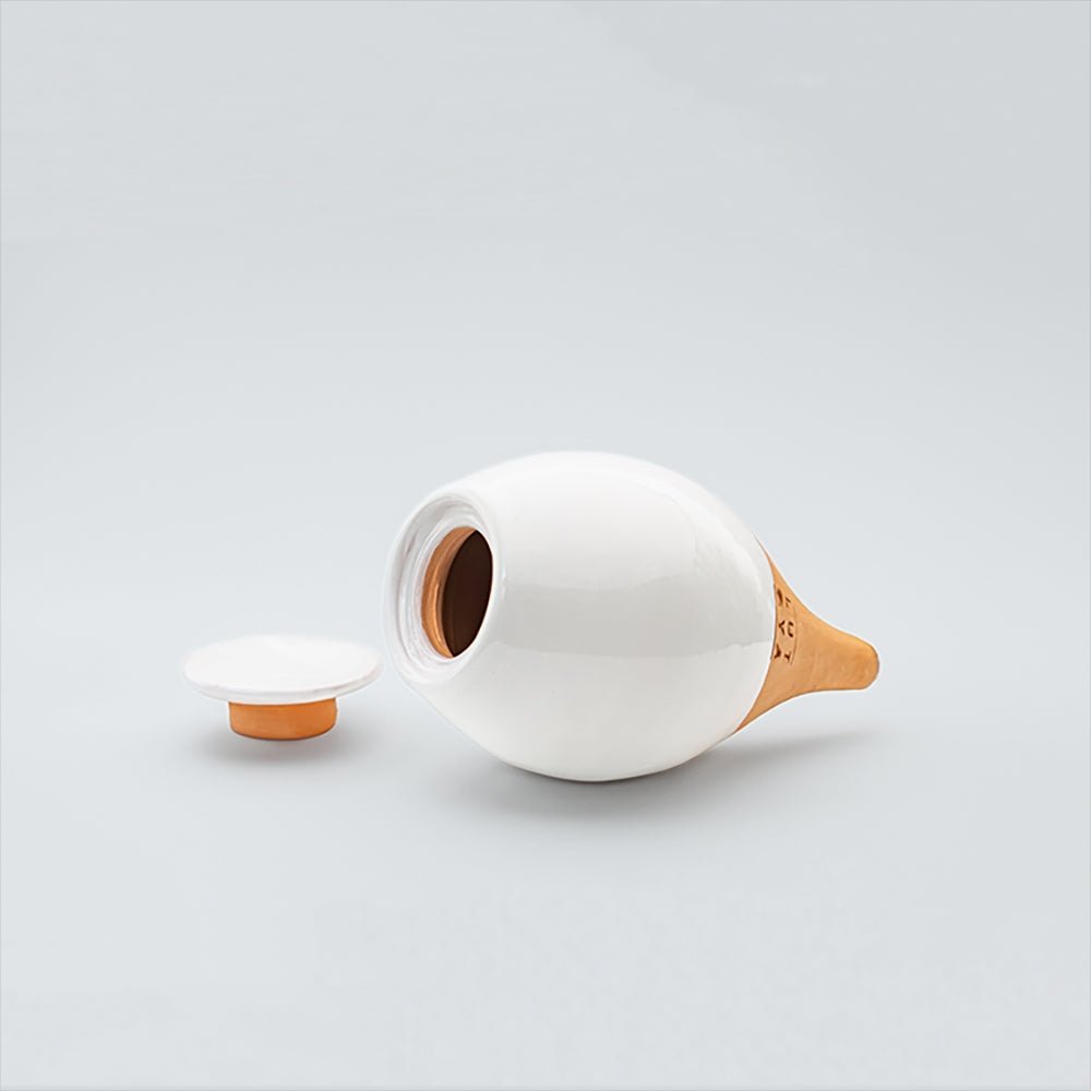 Vas de auto-udare plante alb LUTOYA, decorativ, ceramic, lut, natural, 200 ml