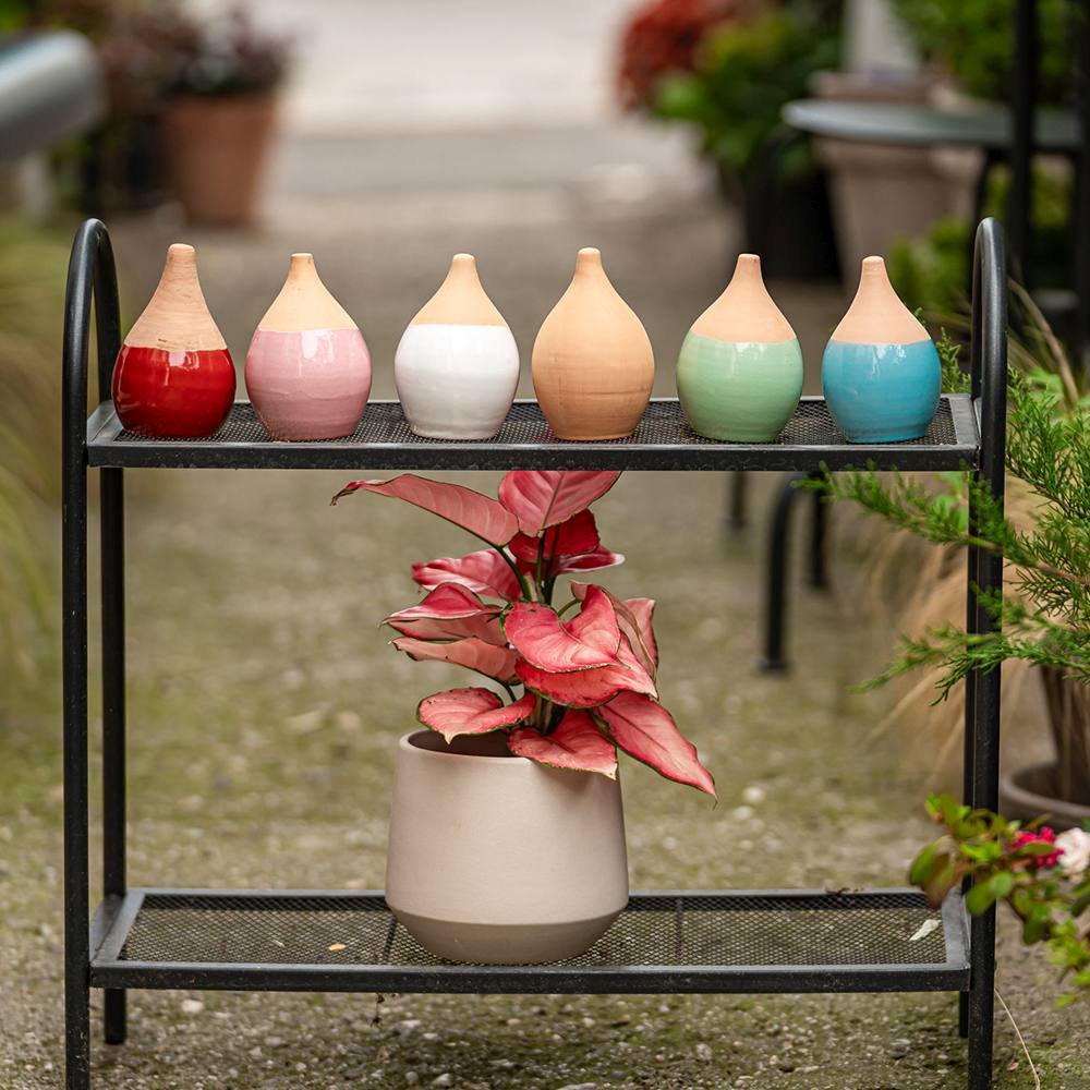 Vas de auto-udare plante alb LUTOYA, decorativ, ceramic, lut, natural, 200 ml