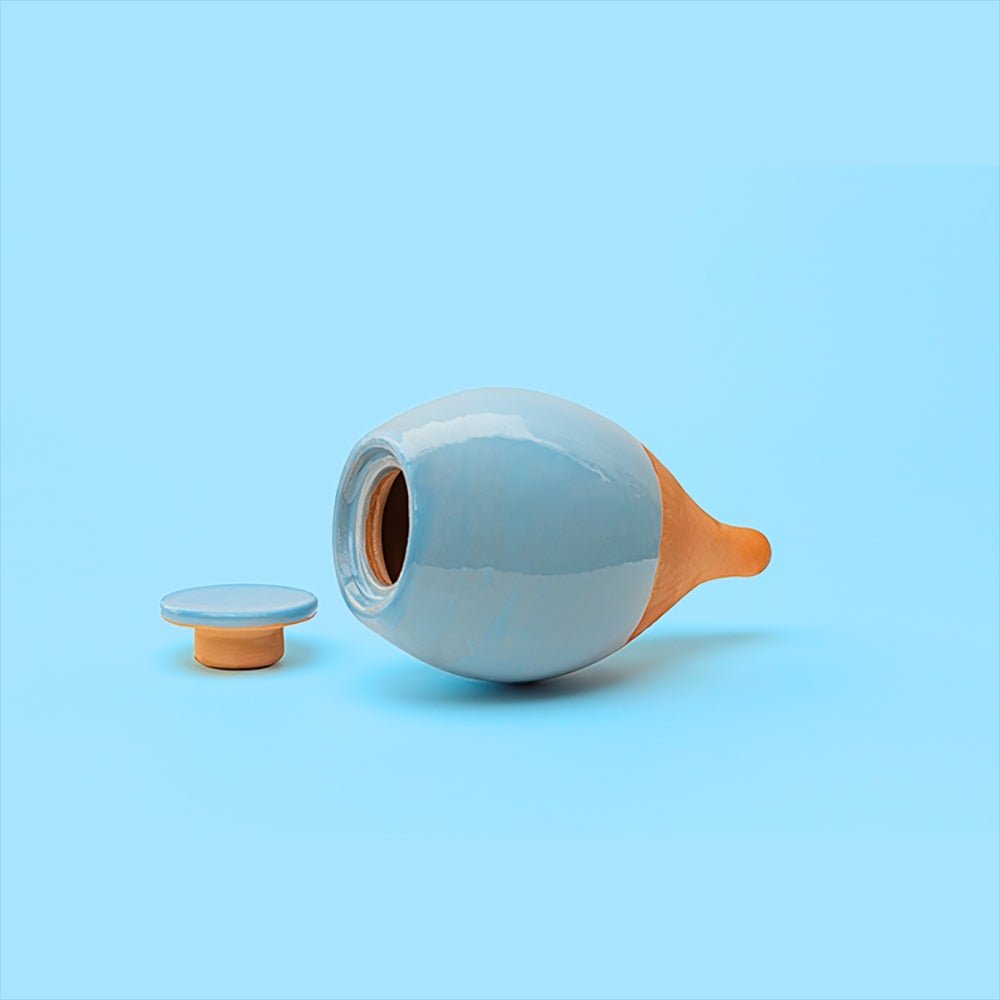 Vas de de auto-udare plante albastru LUTOYA, decorativ, ceramic, lut, natural, 200 ml