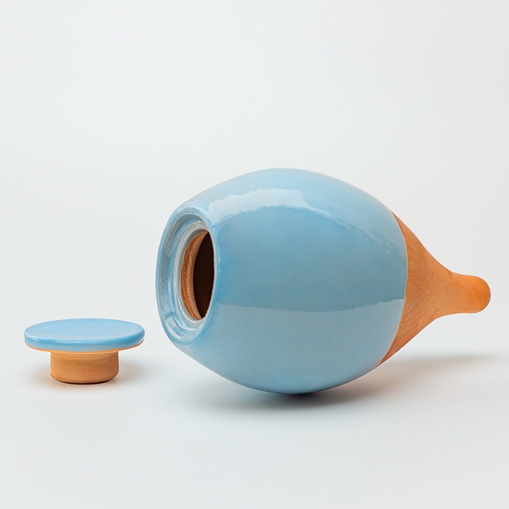 Vas de de auto-udare plante albastru LUTOYA, decorativ, ceramic, lut, natural, 200 ml