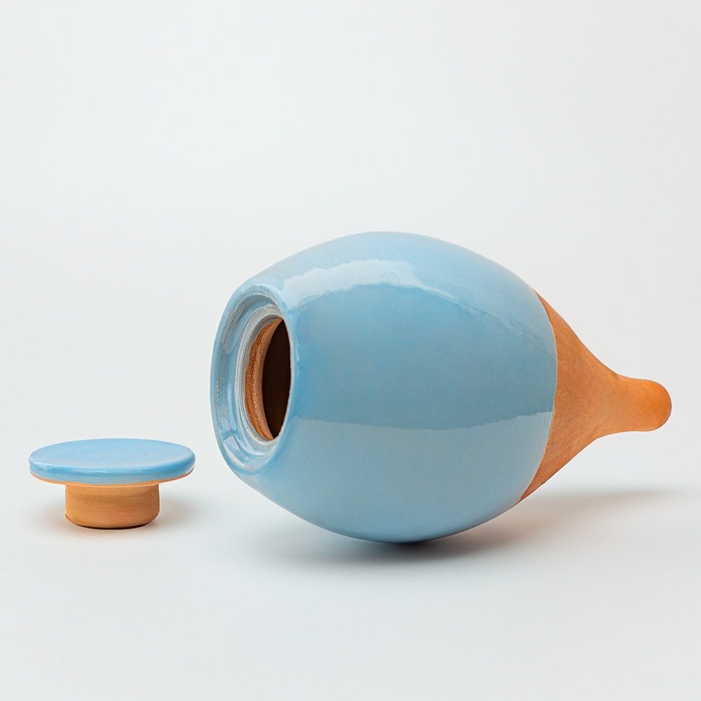 Vas de auto-udare plante albastru LUTOYA, decorativ, ceramic, lut, natural, 700 ml