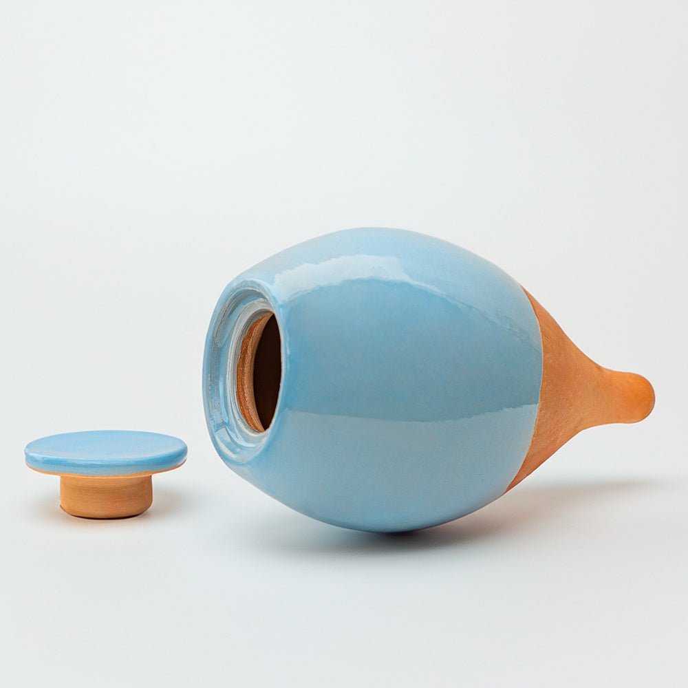 Vas de auto-udare plante albastru LUTOYA, decorativ, ceramic, lut, natural,350 ml