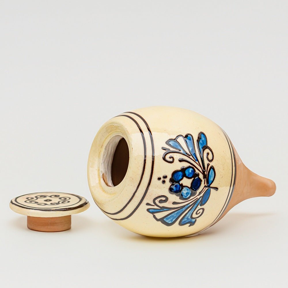 Vas de auto-udare plante ''Motive Traditionale''LUTOYA, decorativ, ceramic, lut, natural, 350 ml