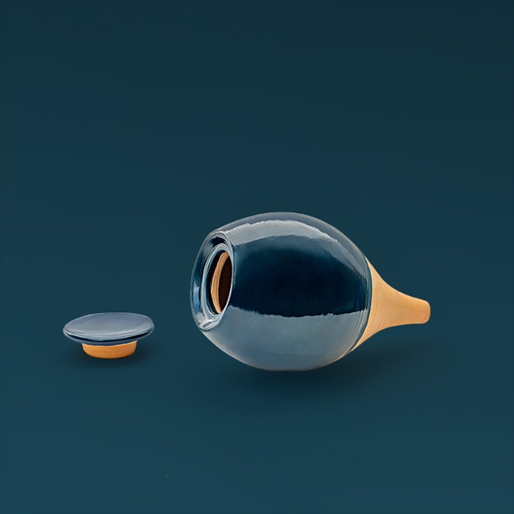 Vas de auto-udare plante "Noapte Albastra" LUTOYA, decorativ, ceramic, lut, natural, 350 ml