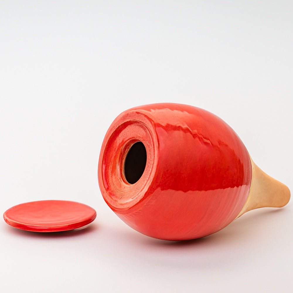 Vas de auto-udare plante rosu LUTOYA, decorativ, ceramic, lut, natural, 200 ml