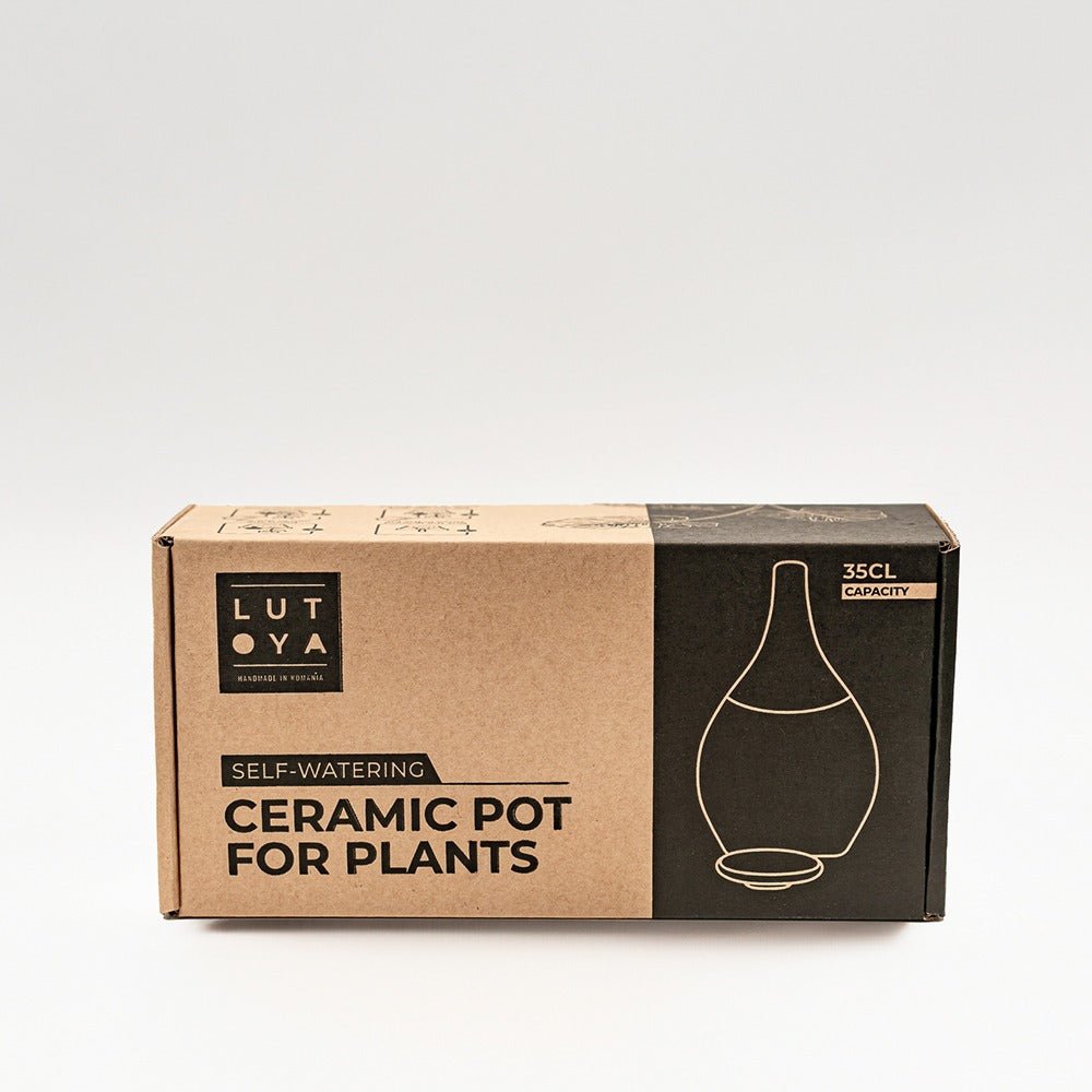 Vas de auto-udare plante rosu LUTOYA, decorativ, ceramic, lut, natural, 350 ml