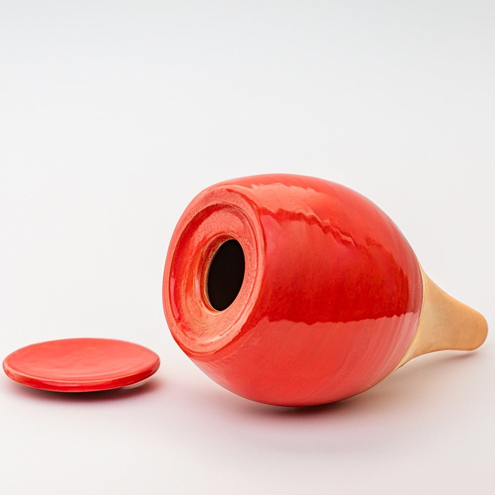 Vas de auto-udare plante rosu LUTOYA, decorativ, ceramic, lut, natural, 350 ml