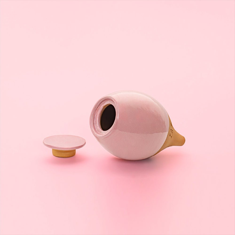 Vas de auto-udare plante roz LUTOYA, decorativ, ceramic, lut, natural, 350 ml