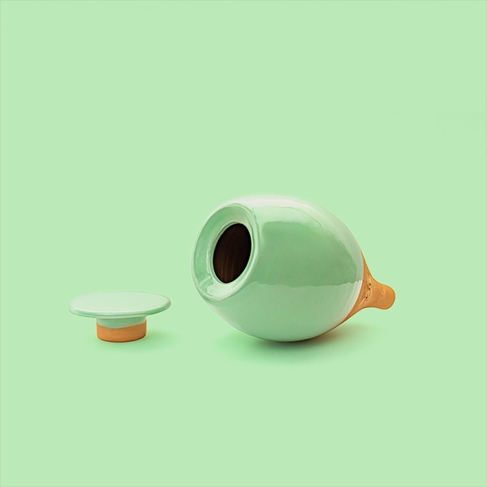 Vas de auto-udare plante verde LUTOYA, decorativ, ceramic, lut, natural, 350 ml