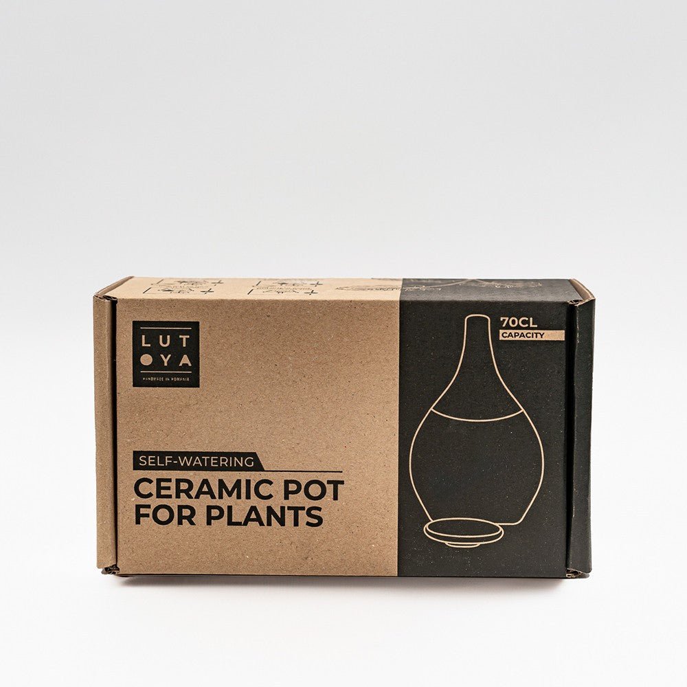 Vas de auto-udare plante verde LUTOYA, decorativ, ceramic, lut, natural, 700 ml