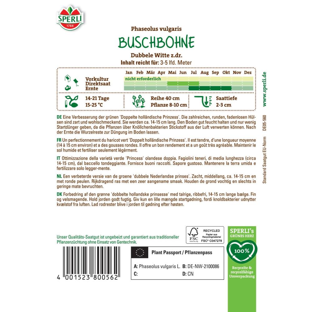 Seminte fasole pitica Dubbele Witte