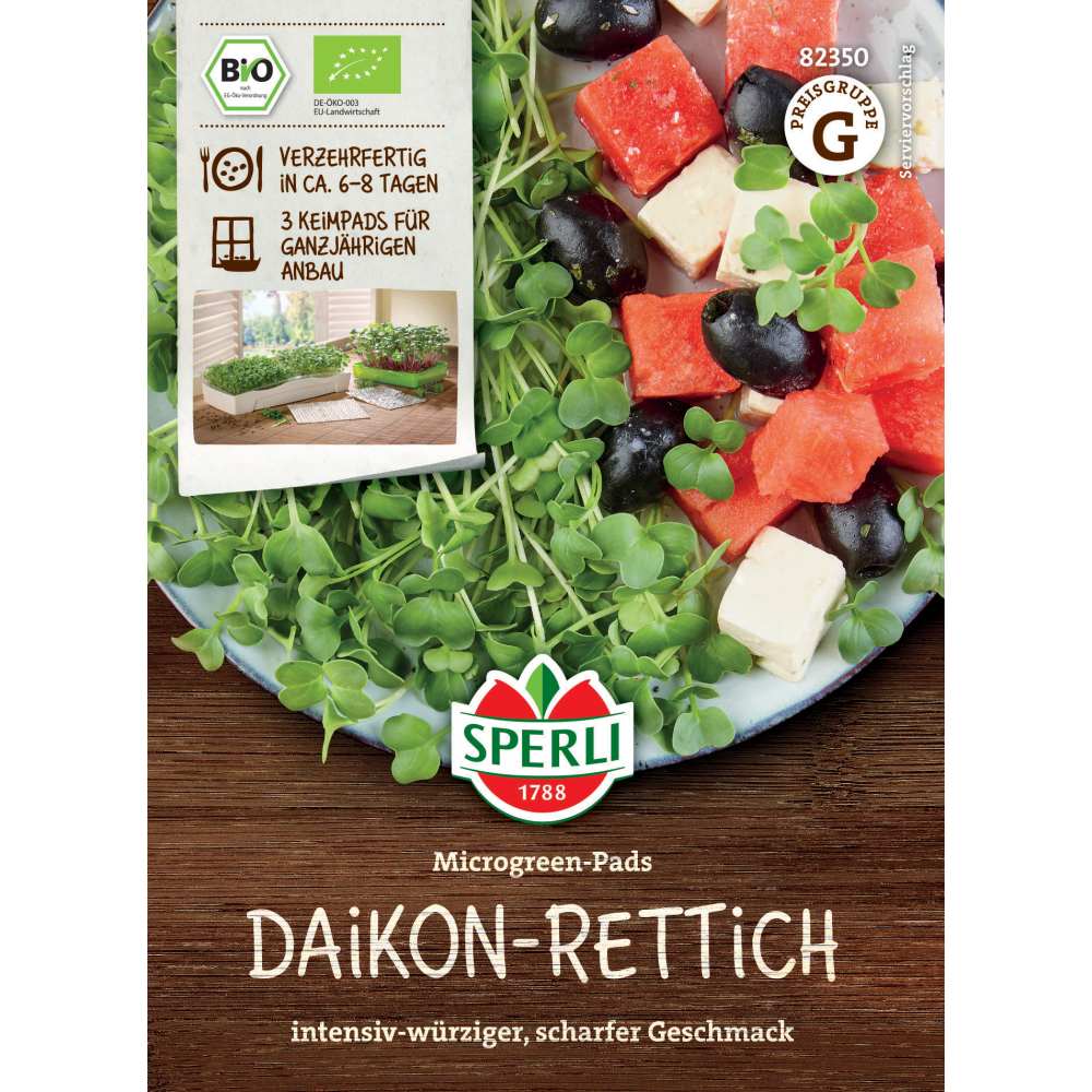 Pad refill Microgreens – ridiche Daikon cu gust intens, 3 Pads, cu protectie germinatie