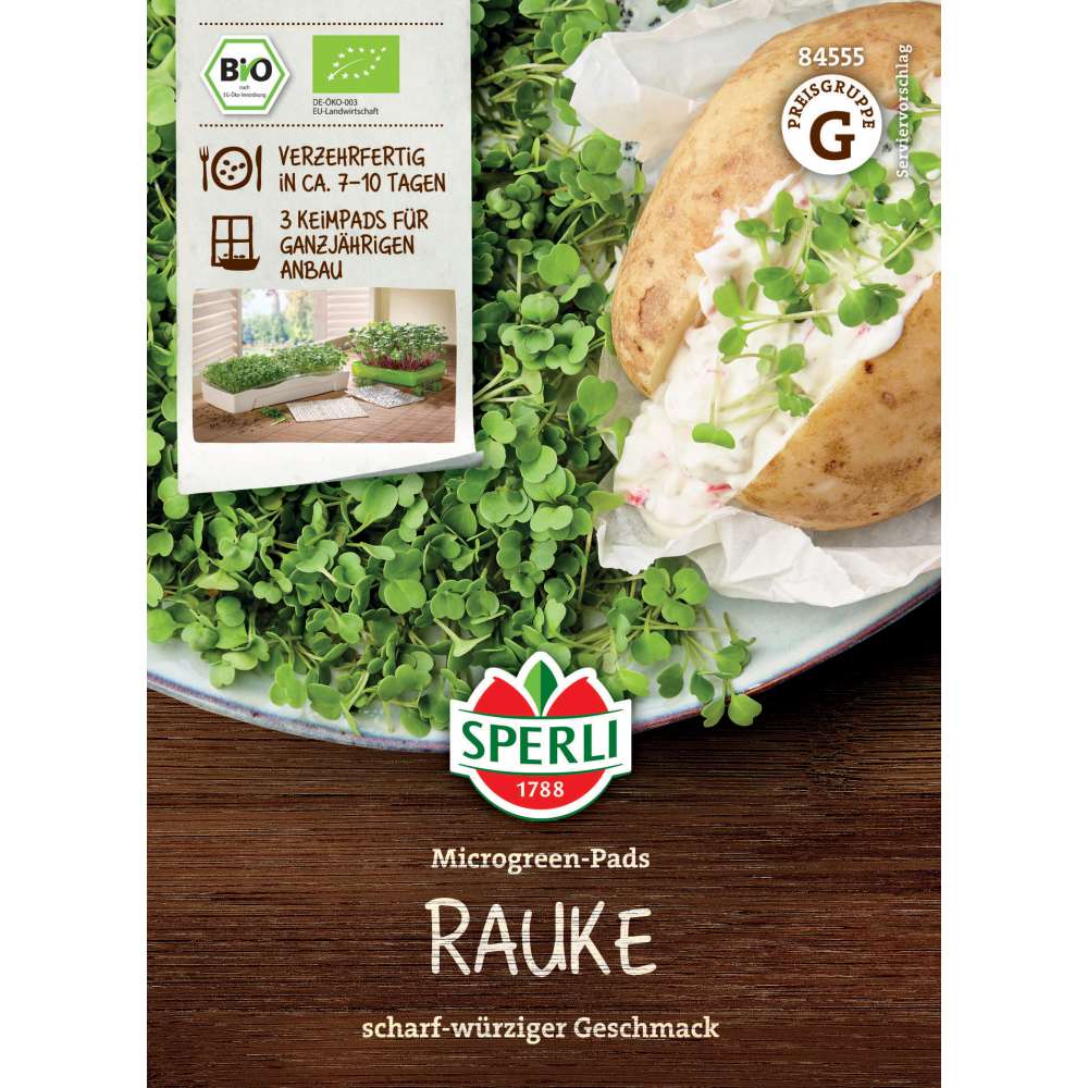 Pad refill Microgreens – rucola cu aroma intensa, 3 Pads, cu protectie germinatie