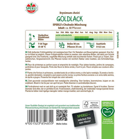 Seminte goldlac SPERLI Chubado – flori galbene si portocalii, ajunge pentru 60 Plante, cu protectie germinatie