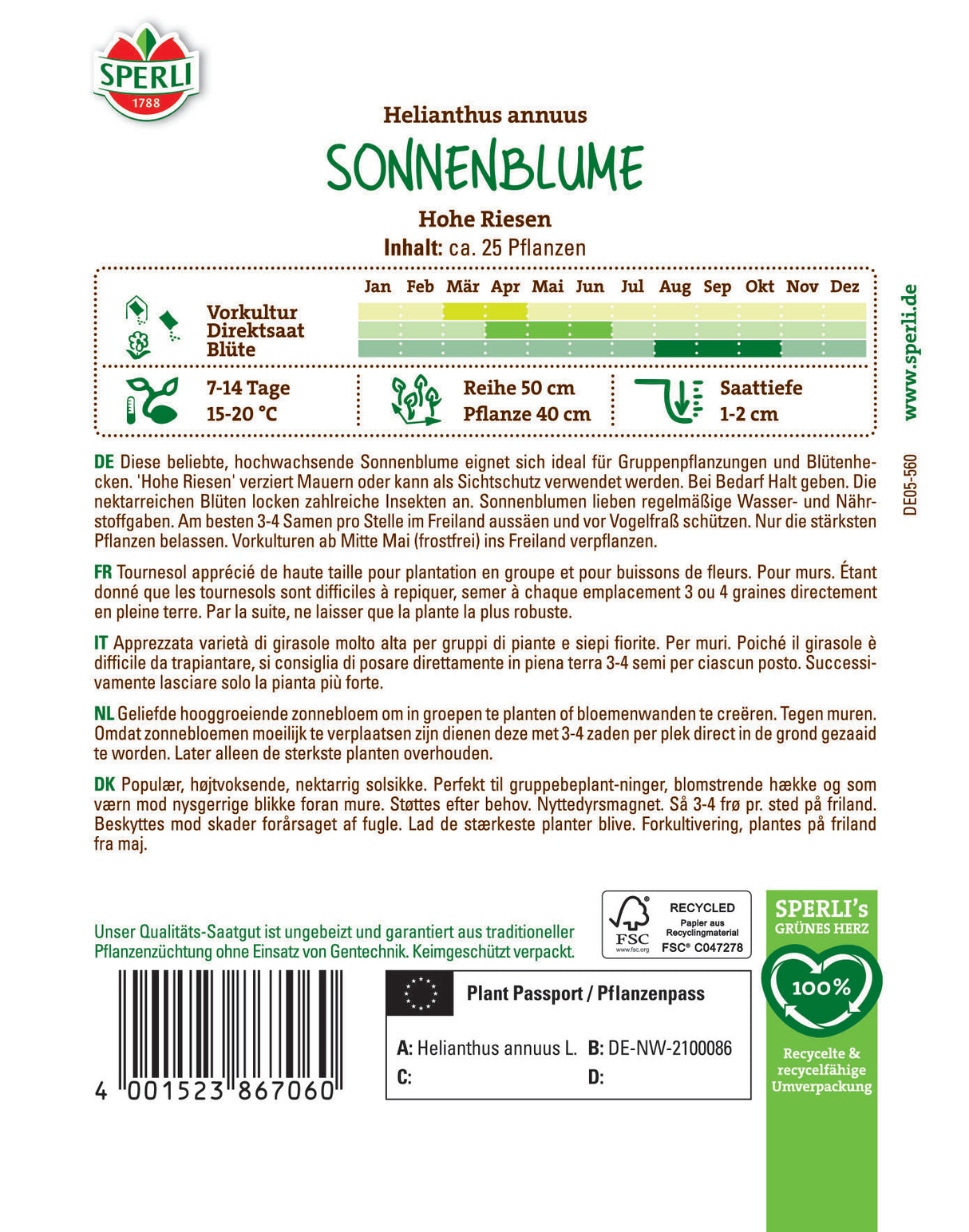 Seminte floarea soarelui Hohe Riesen