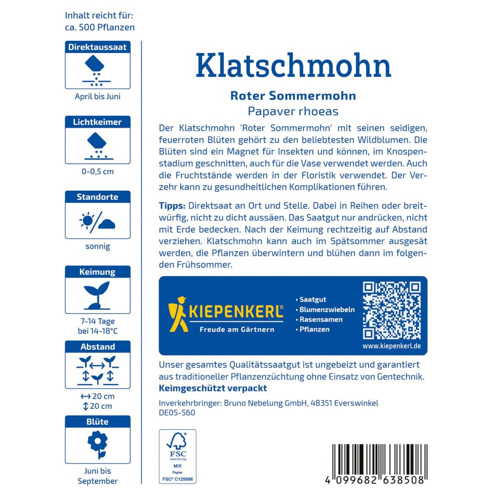 seminte mac de vara roter sommermohn