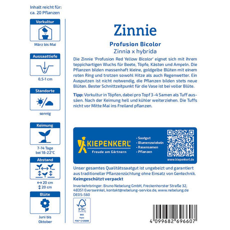 Seminte de zinnia Profusion Bicolor – flori bicolore rezistente, ajunge pentru 20 Plante