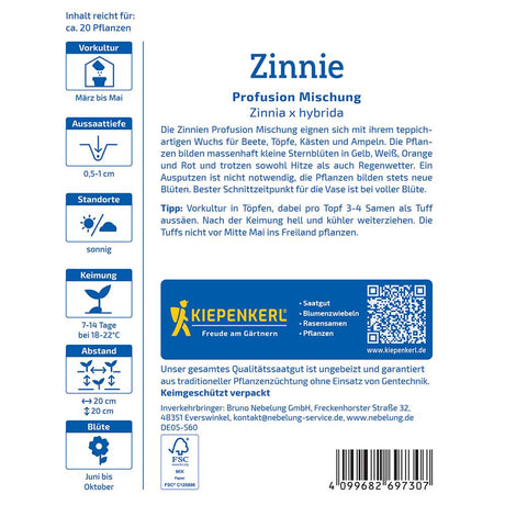 Seminte de zinnia Profusion – amestec compact si florifer, ajunge pentru 20 Plante