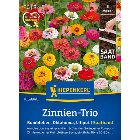 Seminte de zinnia Bumblebee, Oklahoma si Liliput – trio decorativ, ajunge pentru 5 Metri Liniari