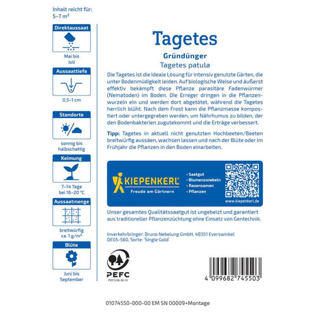 Seminte de tagetes Single Gold – protectie naturala anti-nematode, ajunge pentru 5 - 7 m²