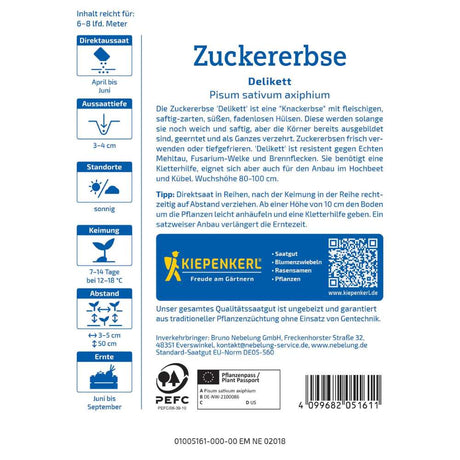 Seminte de mazare zahar Delikett, ajunge pentru 6-8 Metri Liniari