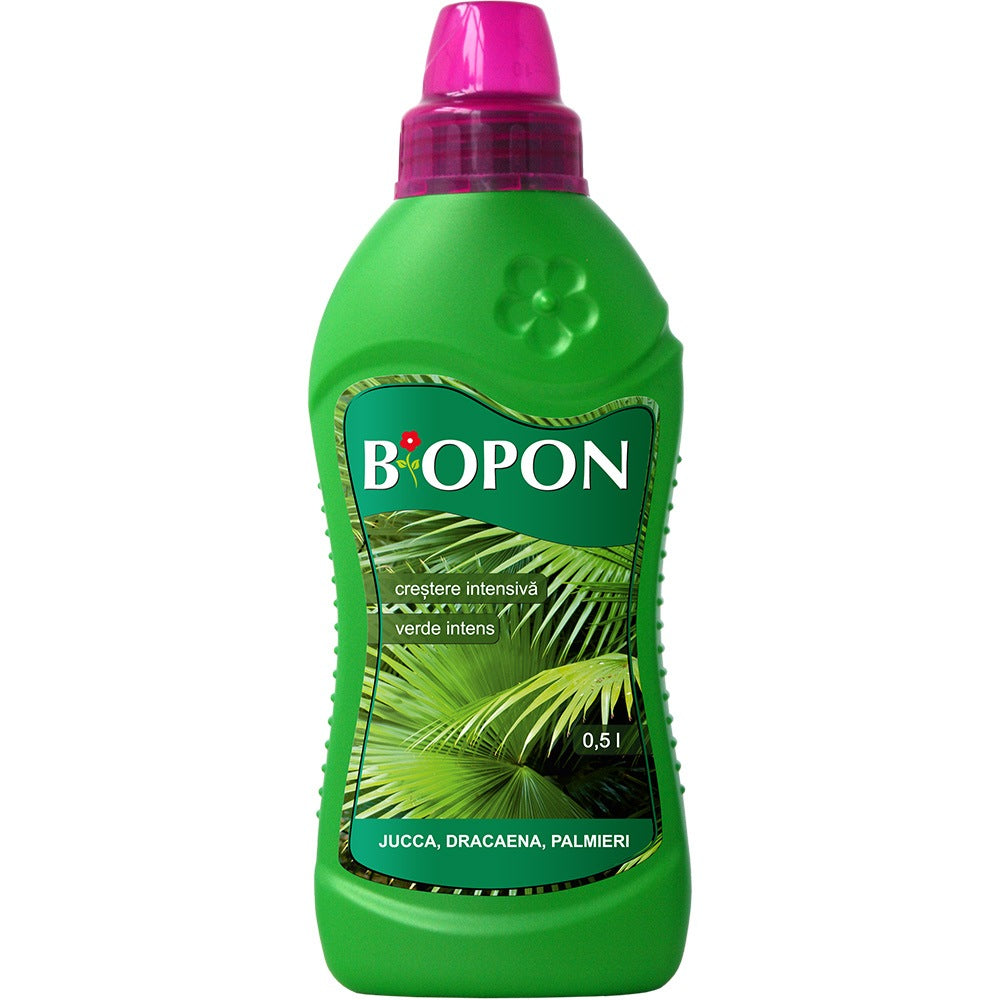 Ingrasamant lichid BIOPON pentru palmieri, yucca si dracaena, frunze verzi si crestere intensa, 500 ml