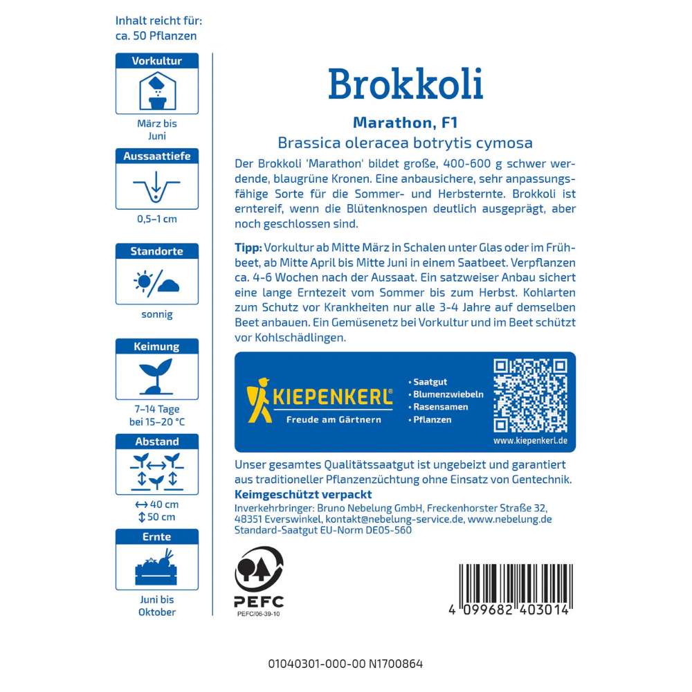 Seminte de broccoli Marathon F1, ajunge pentru 5 Metri Liniari