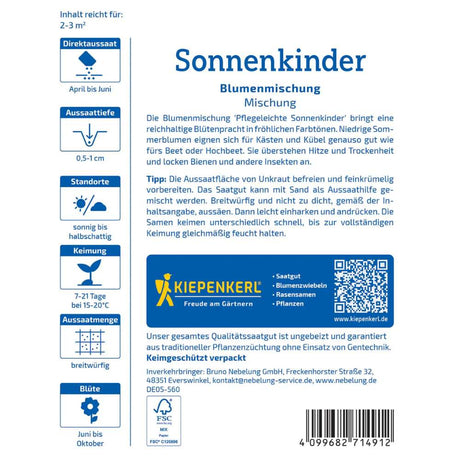 Seminte de flori Sonnenkinder – amestec usor de intretinut, ajunge pentru 2 - 3 m²