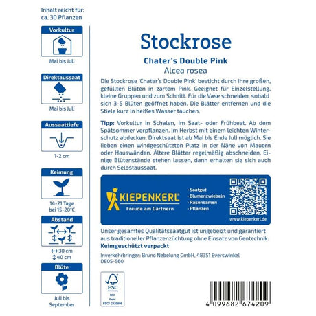 Seminte de nalba Chater’s Double Pink – flori mari roz duble, ajunge pentru 30 Plante