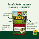 Ingrasamant Erbicid pentru Gazon, 3 kg, Ingrijirea Gazonului si Combaterea Buruienilor intr-un Singur Produs, Compo