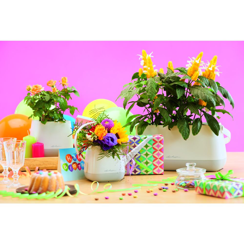 Stropitoare Lechuza YULA, 1,7 l capacitate, Alb/Gri, Protectie anti-picurare, Plastic de inalta calitate